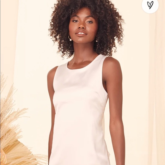 NWT Lulus Joyful White Satin Tie-Back Mini Dress - Picture 3 of 10
